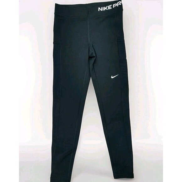 Nike Women's Pro Therma-FIT Mid-Rise Pocket Leggings Black Size M - Picture 1 of 11